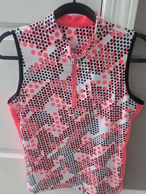 Tail White Label Neon Coral/Orange, Black & White Sleeveless Top. Medium. EUC!